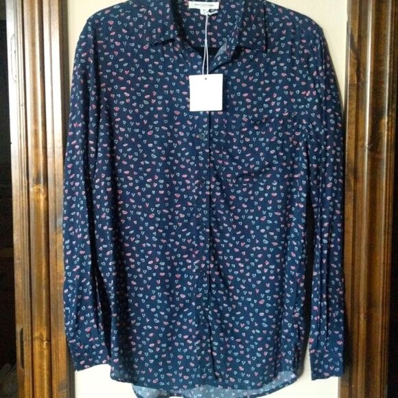 Beach Lunch Lounge Alana Heart and Kiss print button down- long sleeve top - Picture 4 of 14